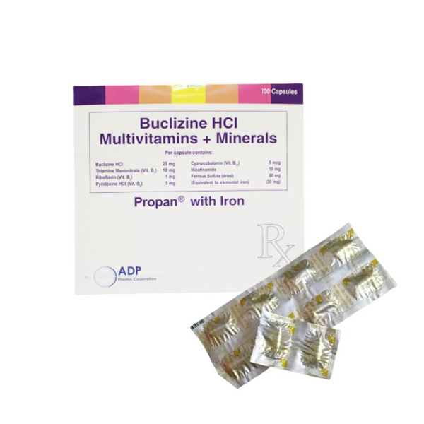 PROPAN WITH IRON Buclizine Hydrochloride / Multivitamins / Minerals Capsule 100's price in the